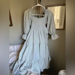 Cottage core garden dress size L light green gingham